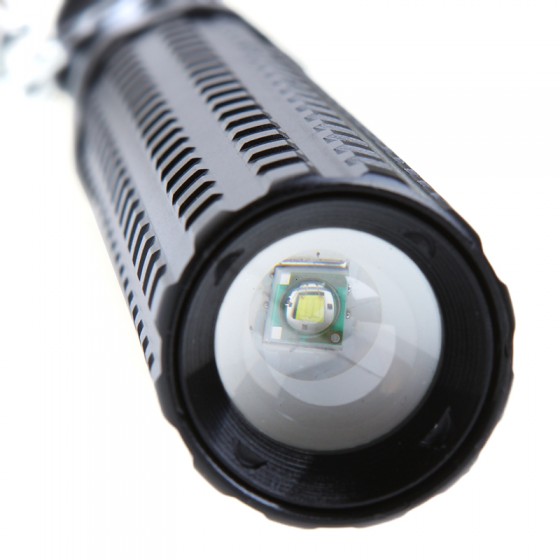 3-mode adjustable flashlight q5 800lumens torch light long lantern use 18650/aaa for self defense telescopic steel baton