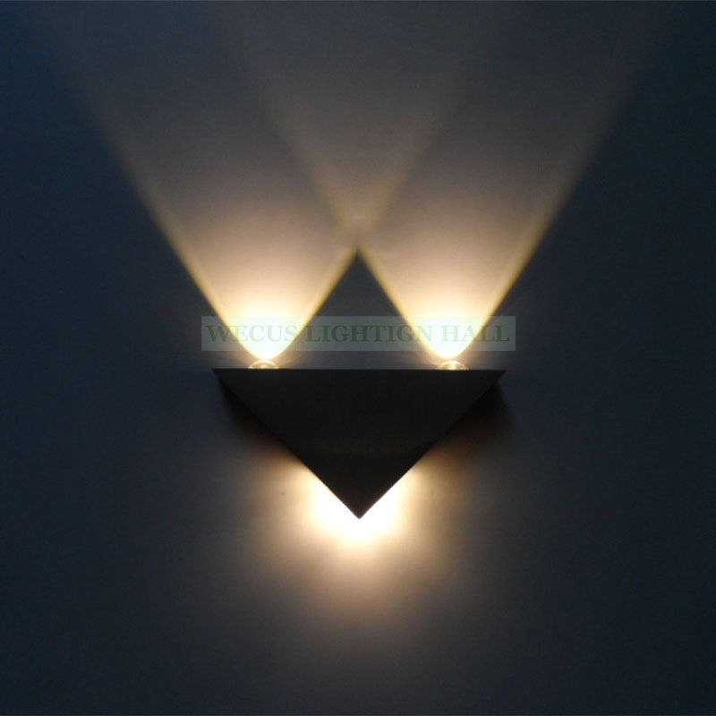 3w aluminum triangle led wall lamp ac85-265v high power led modern background home lighting indoor and outdoor decoration light