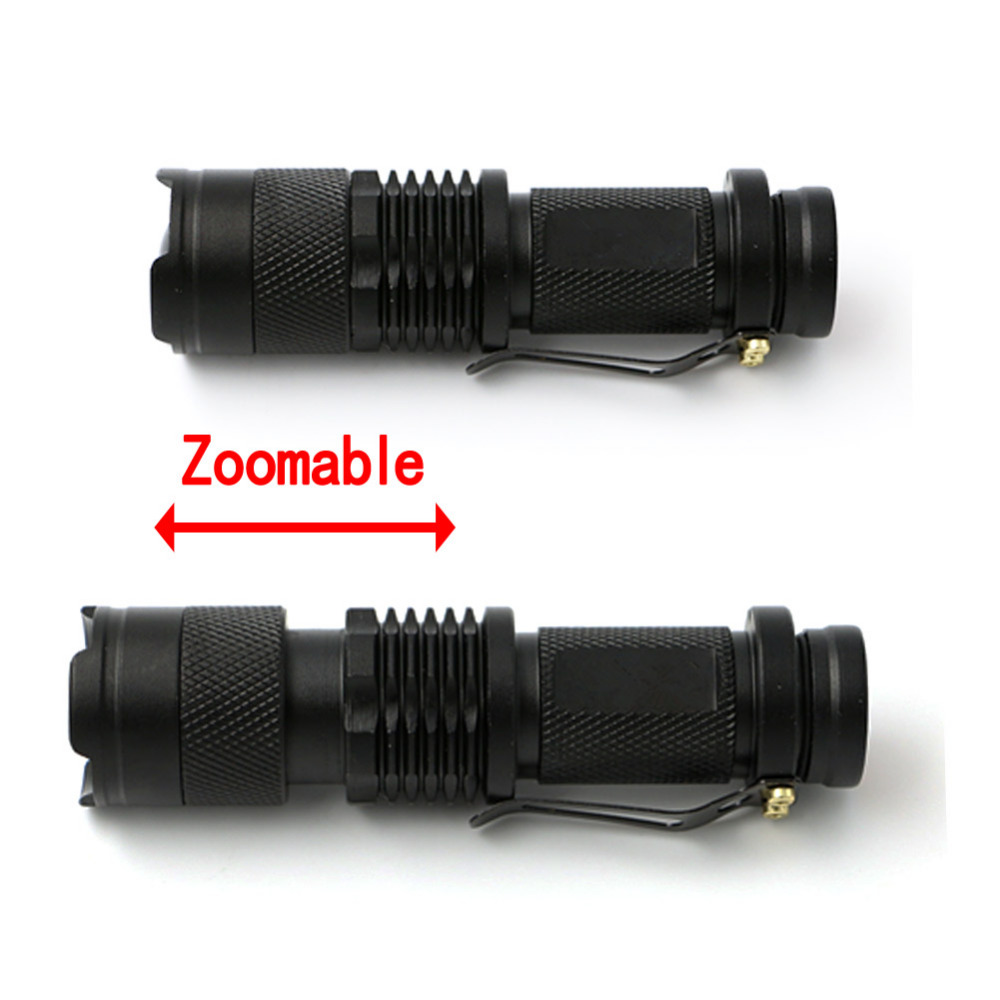 6pcs/lot mini led torch 7w 2000lm q5 led flashlight adjustable focus zoom flash light lamp lantern drop