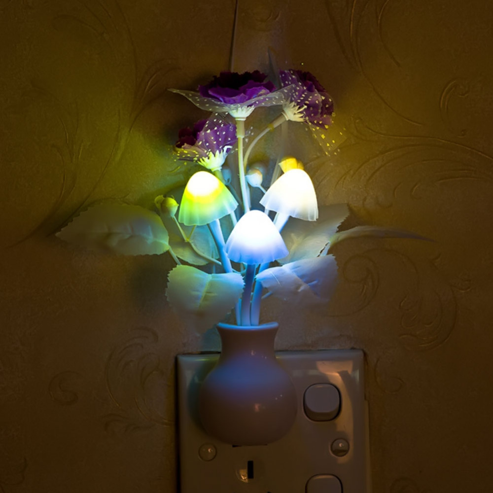 baby kids night lamp romantic colorful sensor led mushroom night light lamp home decoration eu us plug