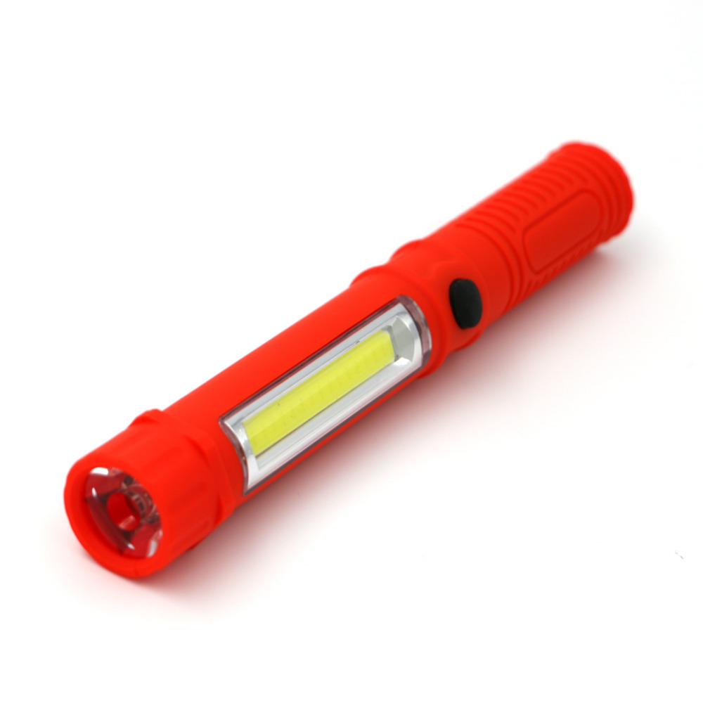 black/blue/red cob led portable plastic light led flashlight torch lamp with magnetic and clip for camping outdoor sport light