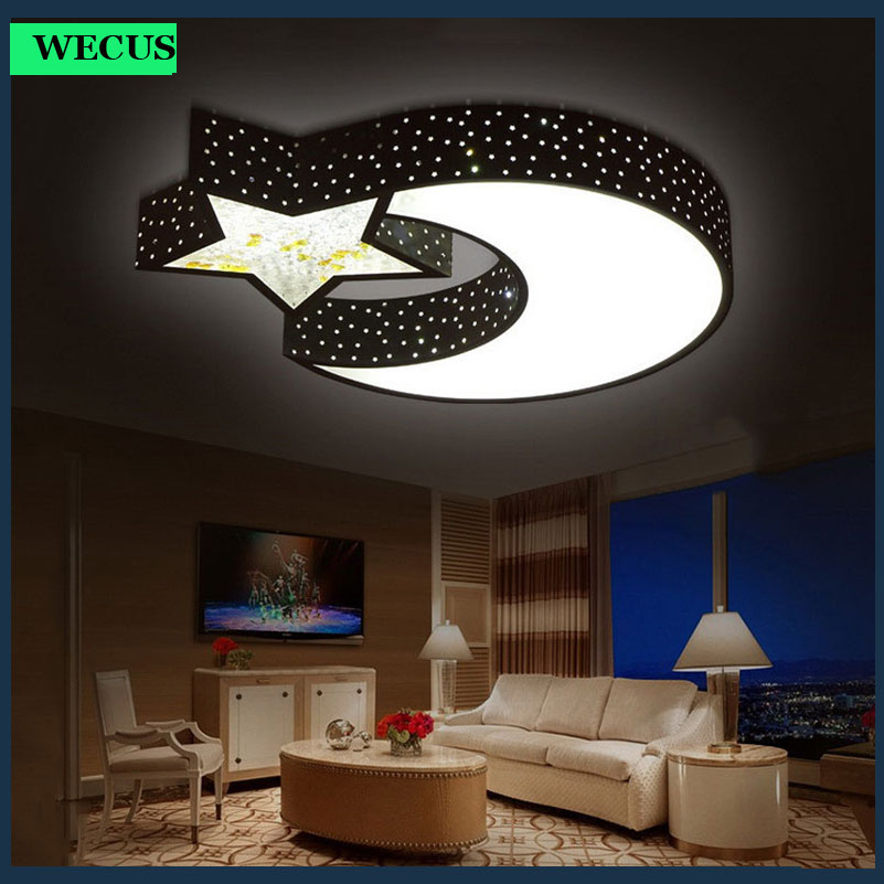 creative moon star lampshade ceiling light, 85-265v 24w led child baby bedroom decoration lamp, foyer lighting fixtures