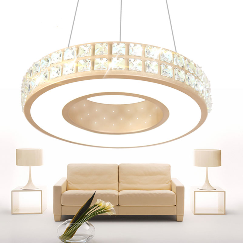 crystal round led pendant light for dining room foyer livingroom hall household home decoration,600mm 30w pendant lamp