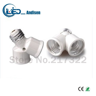 e27 to 2 e27 adapter conversion socket material fireproof material two e27 socket adapter lamp holder