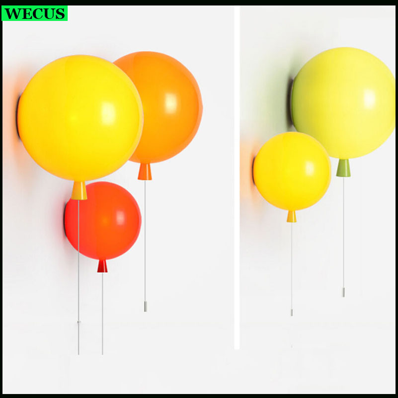 fashion colorful ballon wall light child baby room lamp foyer dining room decoration lighting d250mm lampshade