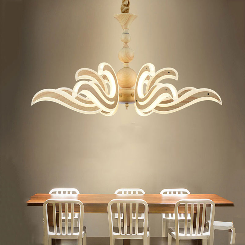 fashion creative imitative wood flower acrylic led pendant lamp light 72w 6 heads dining room livingroom hall - Click Image to Close