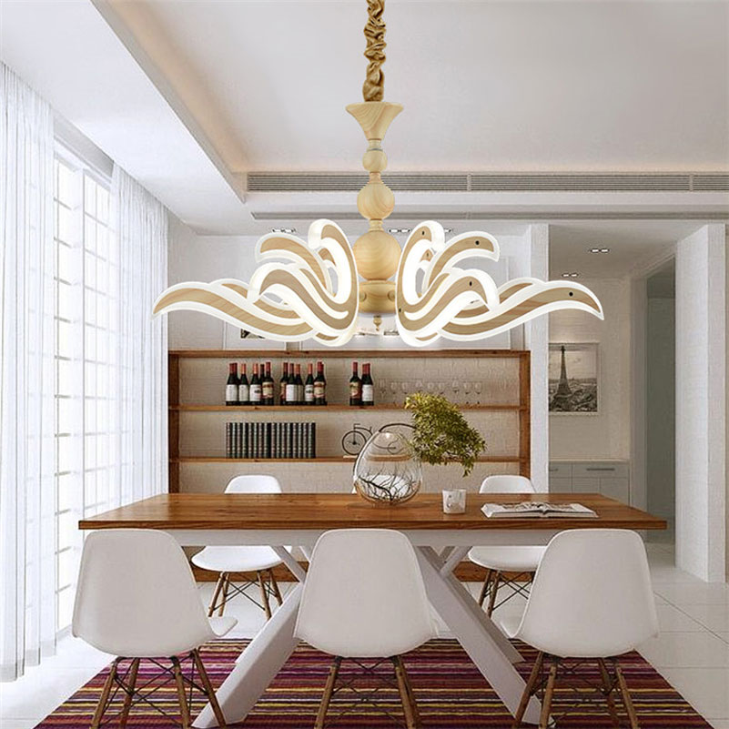 fashion creative imitative wood flower acrylic led pendant lamp light 72w 6 heads dining room livingroom hall