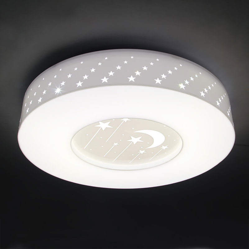 fashion romantic star and moon led ceiling lamp, child room bedroom light, round, 24w 40cm warm white cartoon ceiling lights led - Click Image to Close