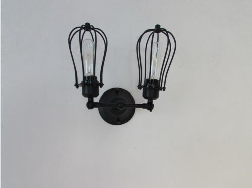 loft vintage wrought iron material wall lighting edison style wall lamp for coffee shop countryside room with two bulbs