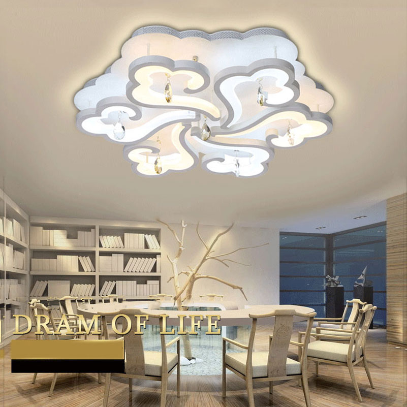 modern fashion creative acrylic flower led ceiling lights big dimming lamps,78w livingroom foyer bedroom,6 heads 660mm