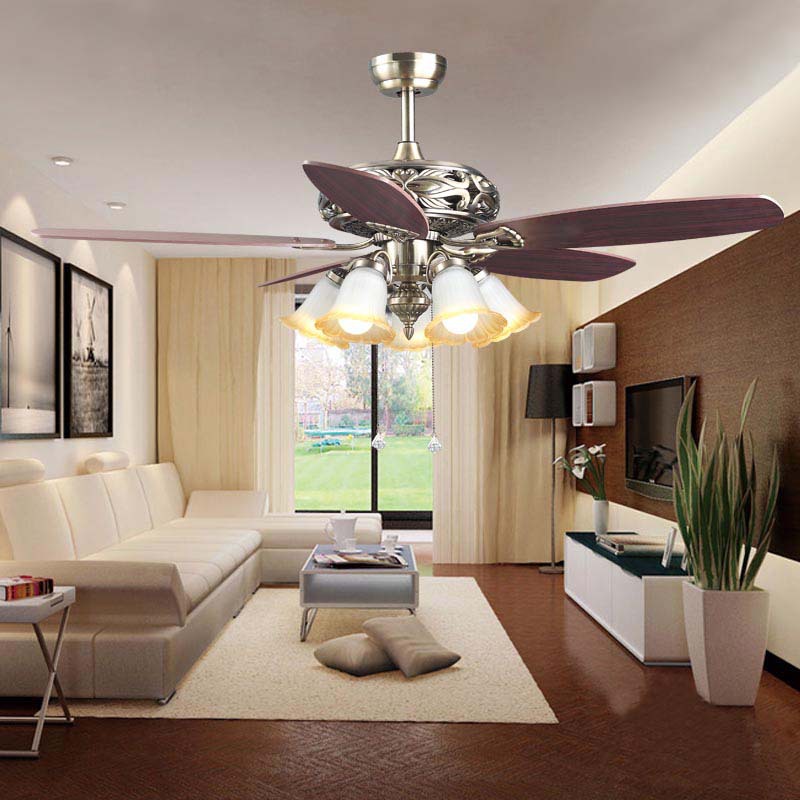 new 52 inch 5 led lamp holder wood blade ceiling fans lights bronze ceiling lamp e27 lamp holder modern style for bedroom