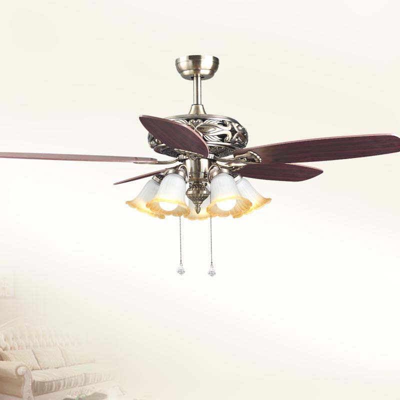 new 52 inch 5 led lamp holder wood blade ceiling fans lights bronze ceiling lamp e27 lamp holder modern style for bedroom