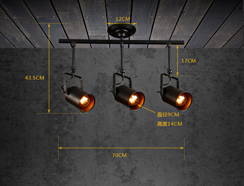 new arrival loft bar wall probe industrial pendant light black track lights spotlights clothes store ceiling lamp