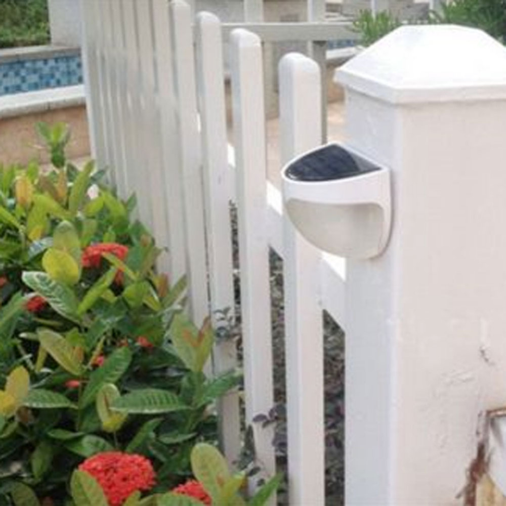 new led solar panel lamp 6 led light sensor waterproof mounted outdoor fence garden pathway wall lamp lighting