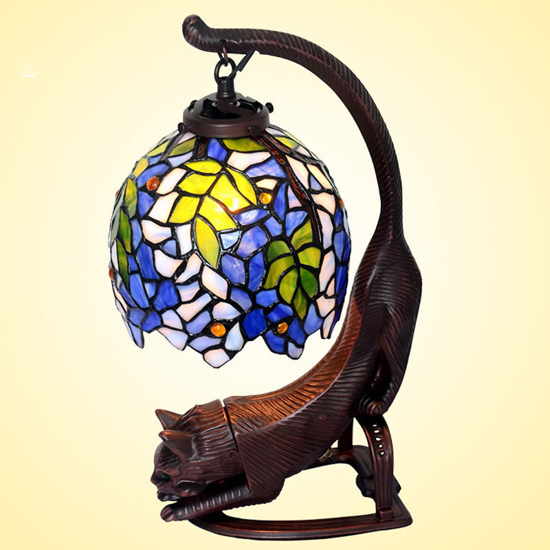 new tiffany table lamp bedroom foyer wisteria cat desk light coffee shop restaurant bar chinese style decoration lamp