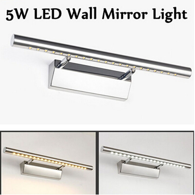 popular 5w 40cm bathroom light waterproof mirror front lamp stainless steel wall sconce luminaire with switch