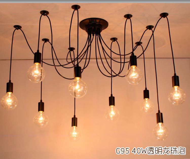 the spider pendant lights e27 10-14 head loft american modern vintage lamps restaurant/bedroom/bar