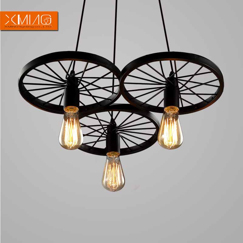 vintage pendant lights fixtures retro loft hanging lamp for kitchen dining room wheel lamp shades rustic iron light
