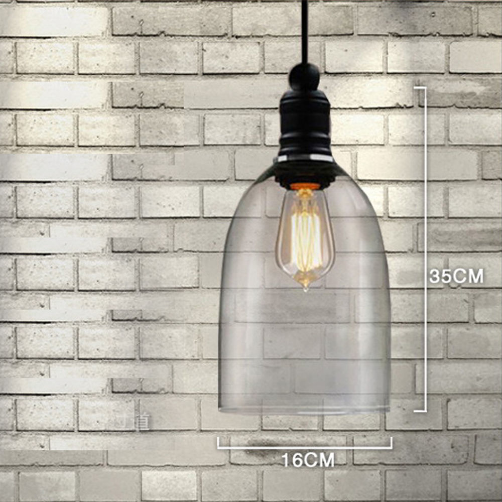 vintage transparent pendant lamps glass bell shape pendant lights room cafe art deco ceiling lamp use e27 bulbs