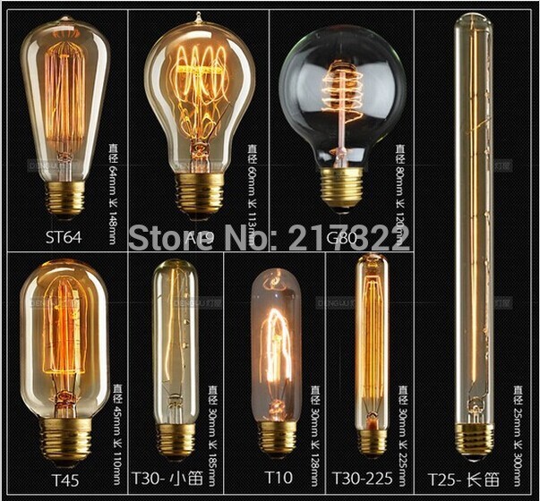 whole set of lamp with 8 single-head brass e27 incandescent bulbs vintage edison pendant light lamp for home lighting lamp