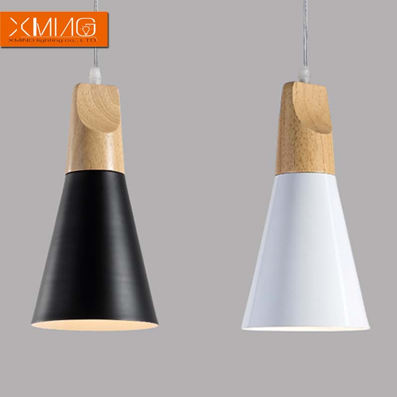 wood lamp pendant light aluminum g9 lamp holder black white yellow silver pendant lights for dining living room vintage light