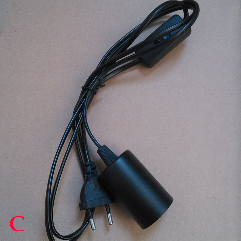 1.8m suspension e27 lamp holder, the power cord length of 1.8m, plug and switch, metal luster e27 base shell
