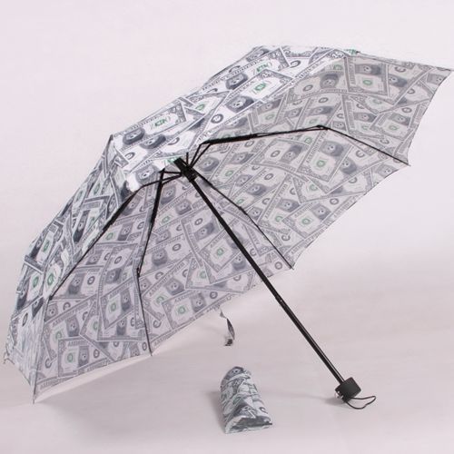 2014 new design umbrella pongee sun rain solid newspaper dollar money pattern