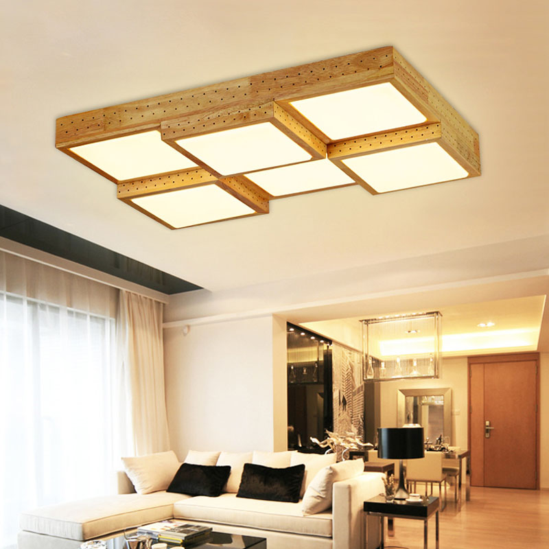 2015 creative oak living room bedroom modern led ceiling lights lamparas de techo colgante home wooden led ceiling lamp fixture