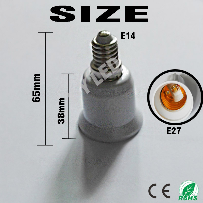 5pcs/lot e14 to e27 base led light bulb lamp holder conversion adapter ; colour and lustre is white