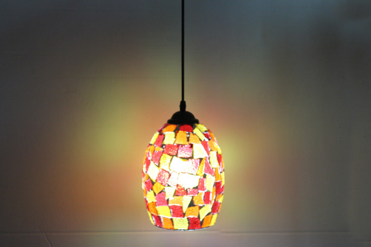 big size bohemian style mediterranean style shell mosaics glass retro colorful pendant light