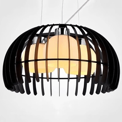 big size fashion wild restaurant droplight iron 3 glass red black and white birdcage pendant light