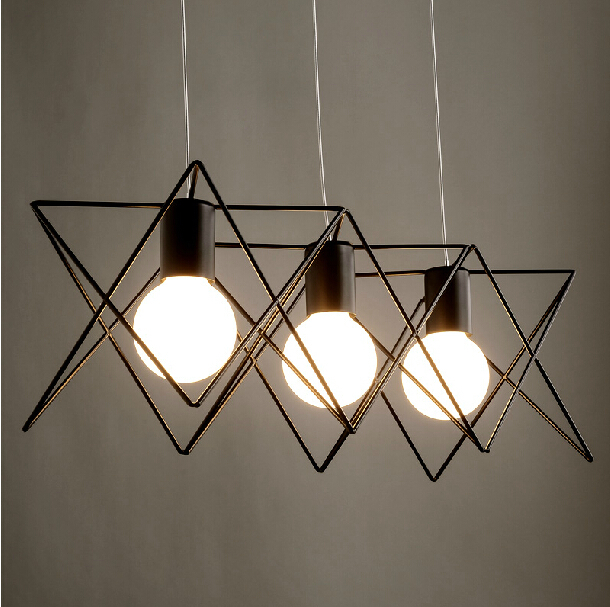 bulb ly creative geometry design pendant lamp three heads send l48cm tray ly retro iron simple colgante de luz