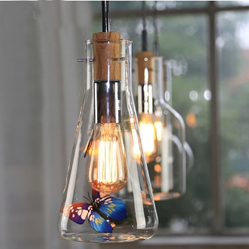 creative features droplight bottle test tube beaker cork transparent glass pendant light