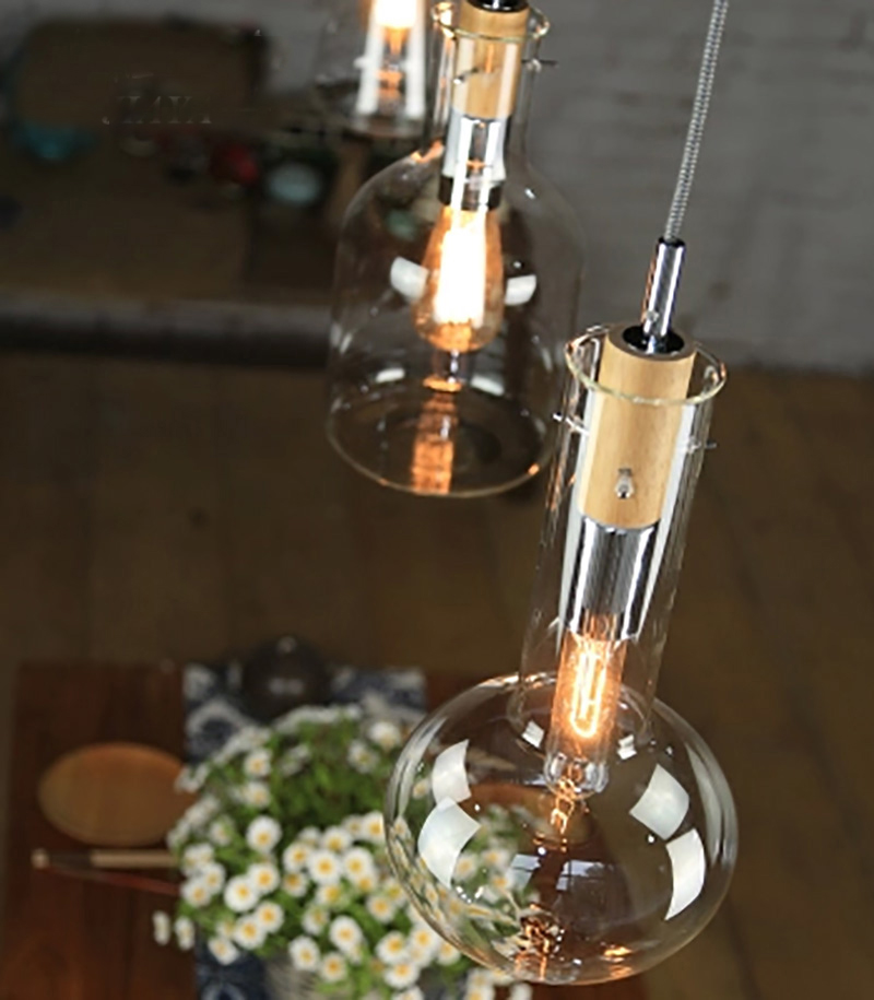 creative features droplight bottle test tube beaker cork transparent glass pendant light