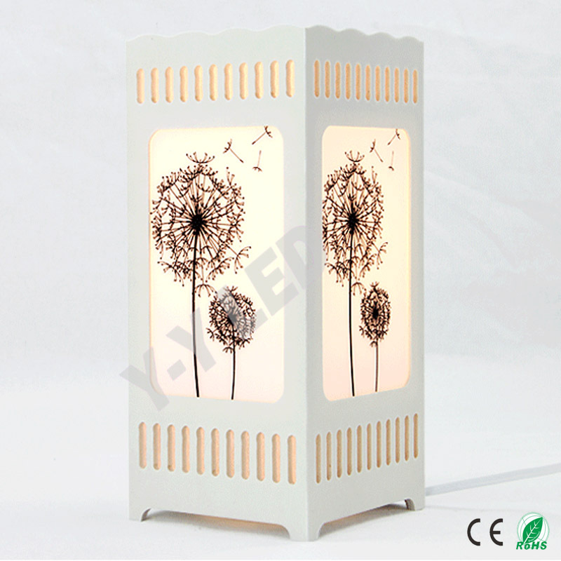 dandelion pattern ivory white led table lamp, modern interior bedroom nightstand decoration desk lamp, abajur