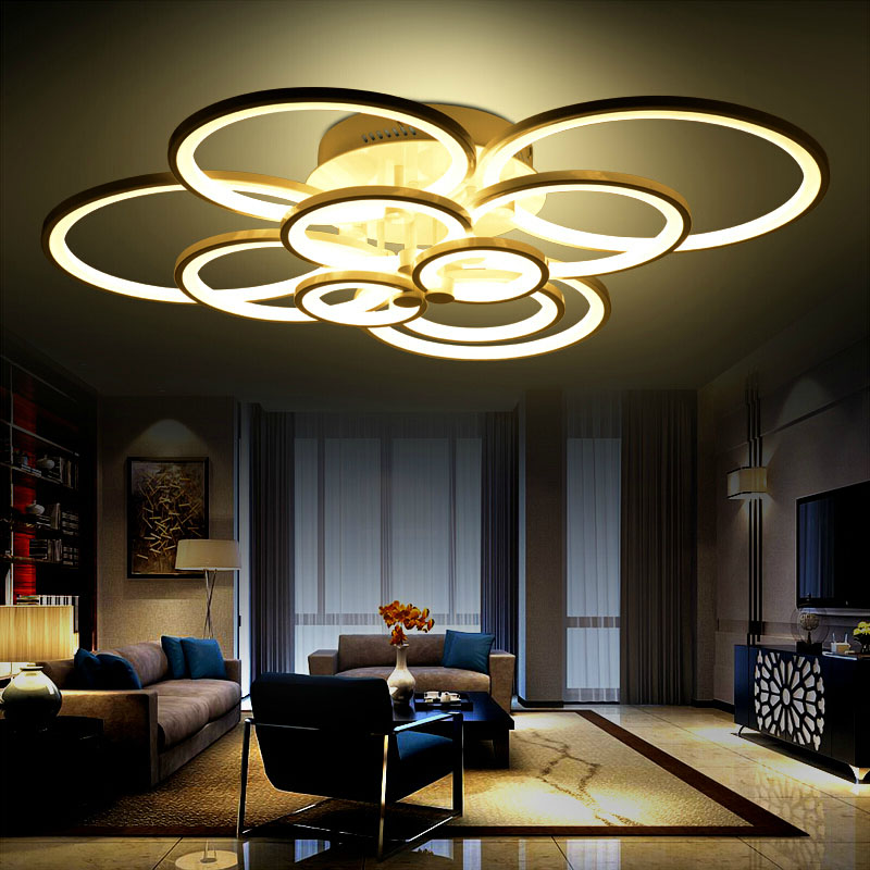dimming+remote control living study room bedroom modern led chandelier white color surface mounted led chandelier fixtures