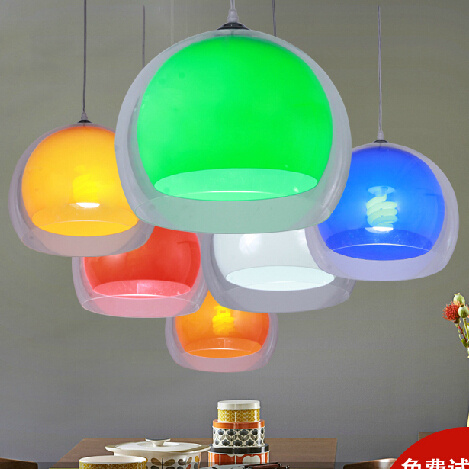 double plexiglass outside transparent inside colorful lamp cafe bar restaurant el salon acrylic single head pendant light