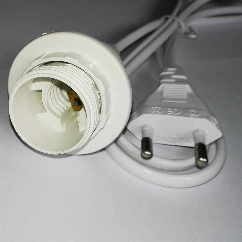 e14 base with 2.5m power cord half spiral e14 led lamp holder, round plug and switch, no greater than ac250v 2a