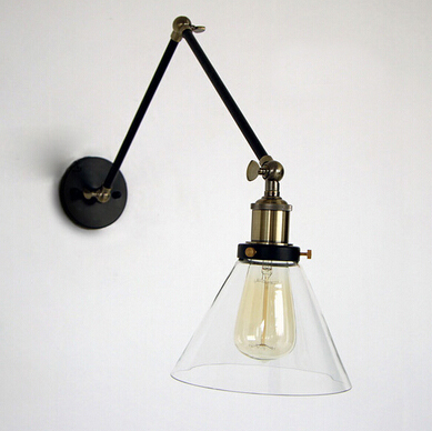 edison bulb nordic bedside aisle corridor glass pure copper 2 handle long vintage wall lamp