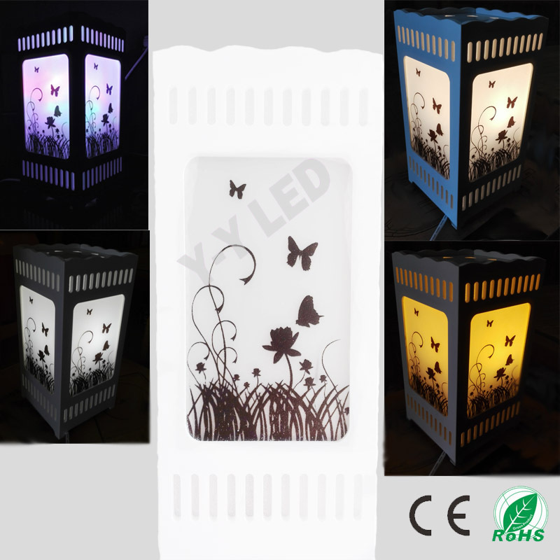 grass butterfly dream printed acrylic modern interior decoration table lamp giving a 3w led quartet ivory white abajur