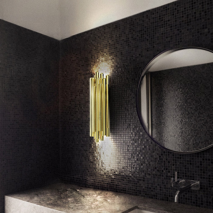 high-grade luxurious postmodern simple el aisle water tubes industry golden water pipe wall lamp