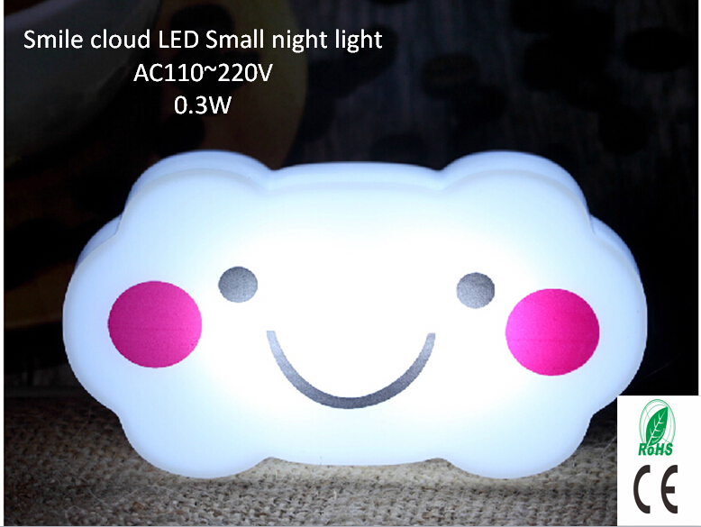 intelligent energy-saving laugh cloud led small night light, white and warm white,ac110-220v 0.3w,general type family