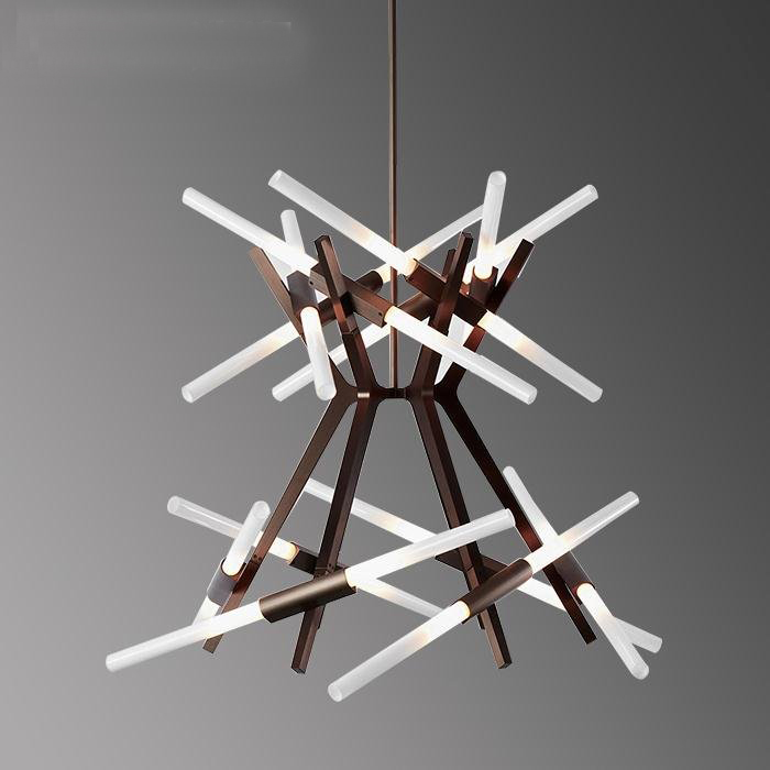 italy roll hill tree fork pendant lamp silver / coffee / golden / black luxury villa tree branch modern pendant light