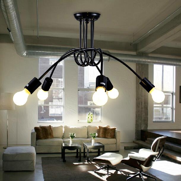 loft american industrial vintage ceiling light e27 edison bulb iron black painted decoration lamp