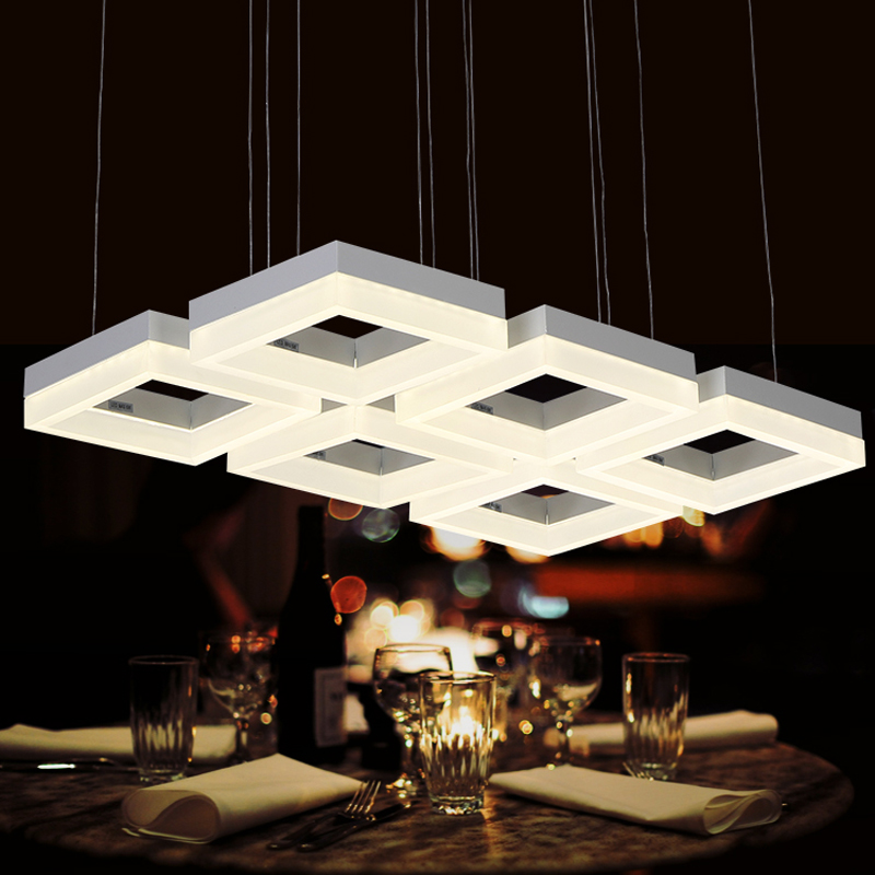 modern led pendant lights for dining room living room acrylic aluminum rectangle design led pendant lamp fixtures ac 85-265v