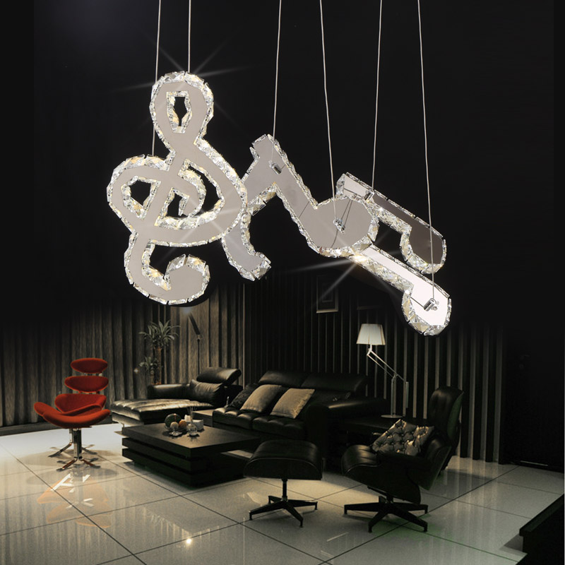 music note led crystal pendant lamp 32w creative dining room shop cord pendant lighting fixtures modern led pendant lights