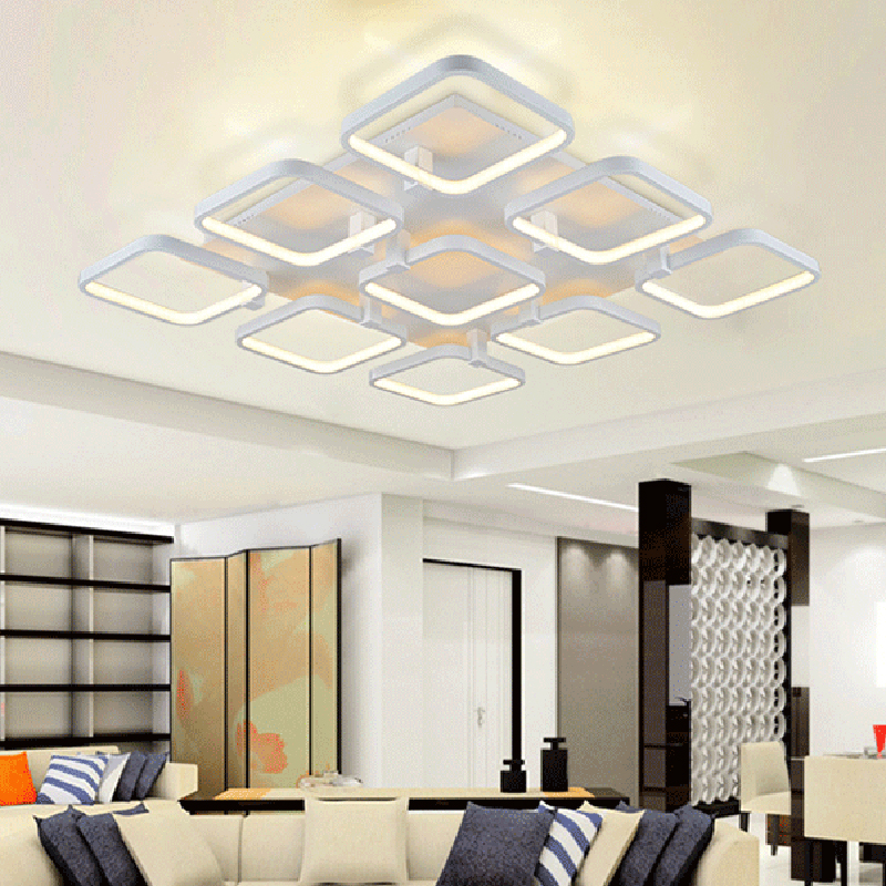new square rings designer modern led ceiling lights lamp for living room lobby remote control aluminum body ceiling lamp