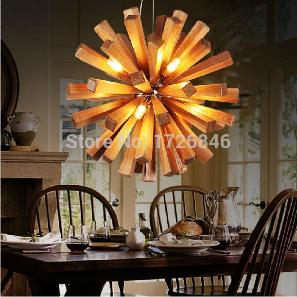novelty modern handmade wood pendant lights for bar restaurant dining room living room home lamp fixture lighting light