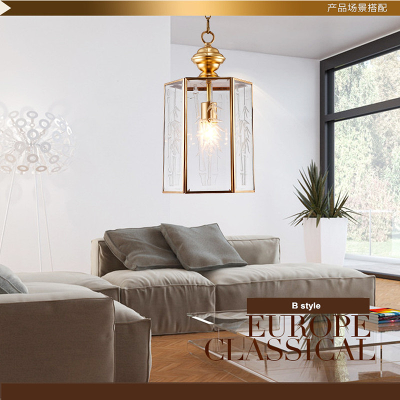 simple fashion dining room 1 head copper led pendant light 3 kinds thick glass e27 hanging lamp