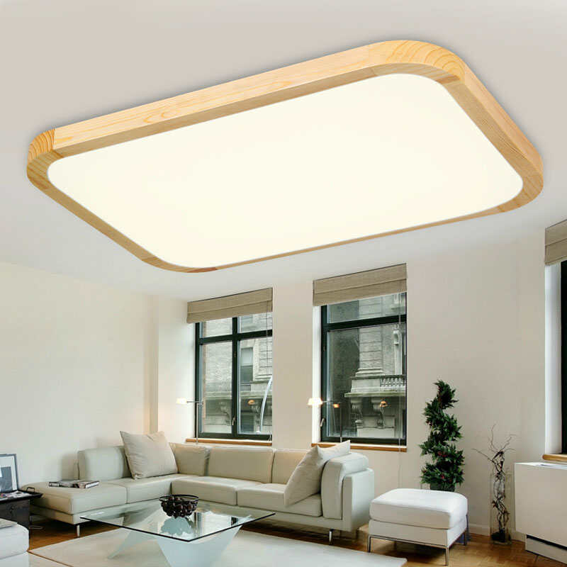 square oak living room bedroom modern led ceiling lights deckenleuchten rectangle home wooden led ceiling lamp fixtures